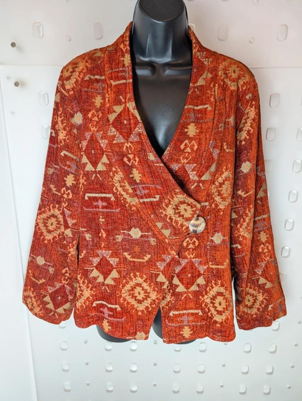Sahara Lagenlook Jacket Large - Made in Denmark - Abstract Boho Arty