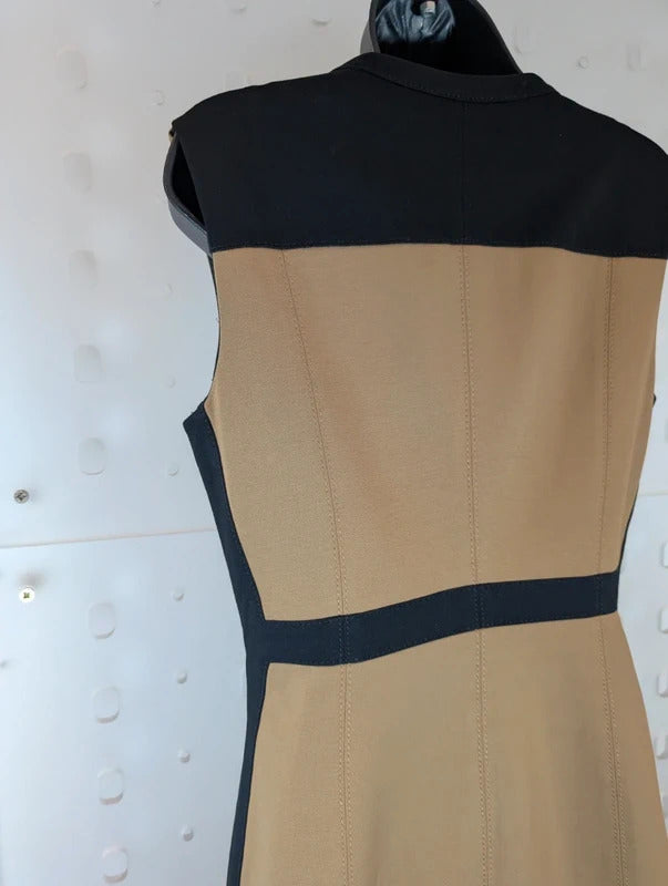 Adolfo Dominguez Camel & Black Zip Front Utility Dress EU42 UK14