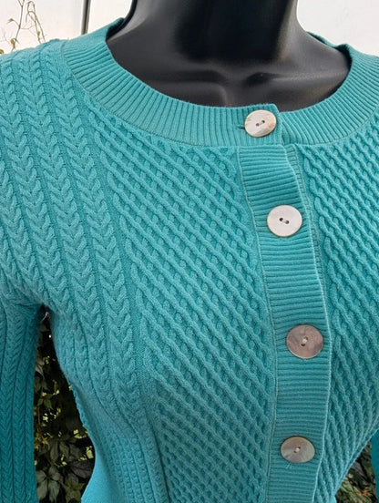 & Other Stories Aqua Teal Textured Cropped Cardigan Size M