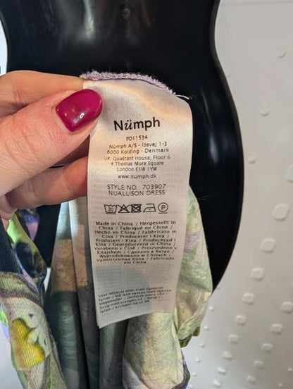 Numph Nuallison Dress UK 8 – EcoVero Viscose – Whimsical Spring Print – Belted