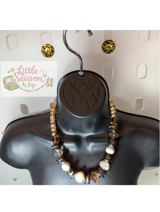 Little Season by Ivy “Leopard Set” Vintage Necklace & Clip-On Earrings