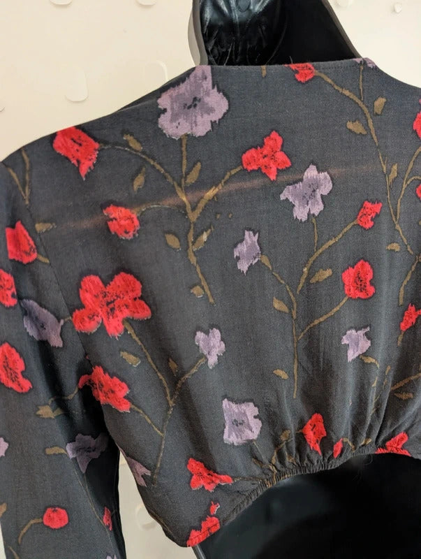 Reformed Charcoal Floral Cut Out Maxi Dress Small