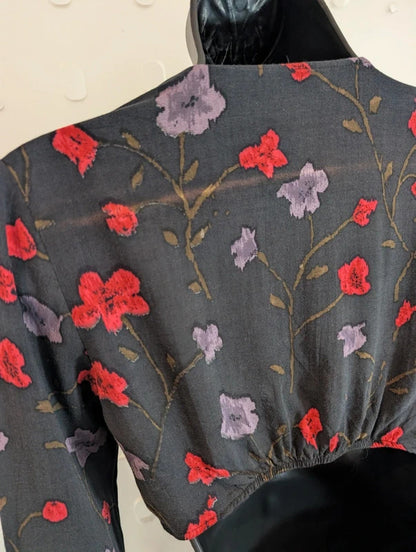 Reformed Charcoal Floral Cut Out Maxi Dress Small