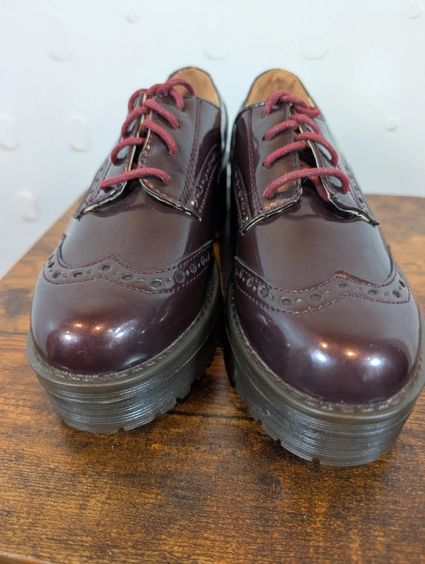 Claudia Ghizzani Oxblood Patent Chunky Platform Brogues EU36 UK3