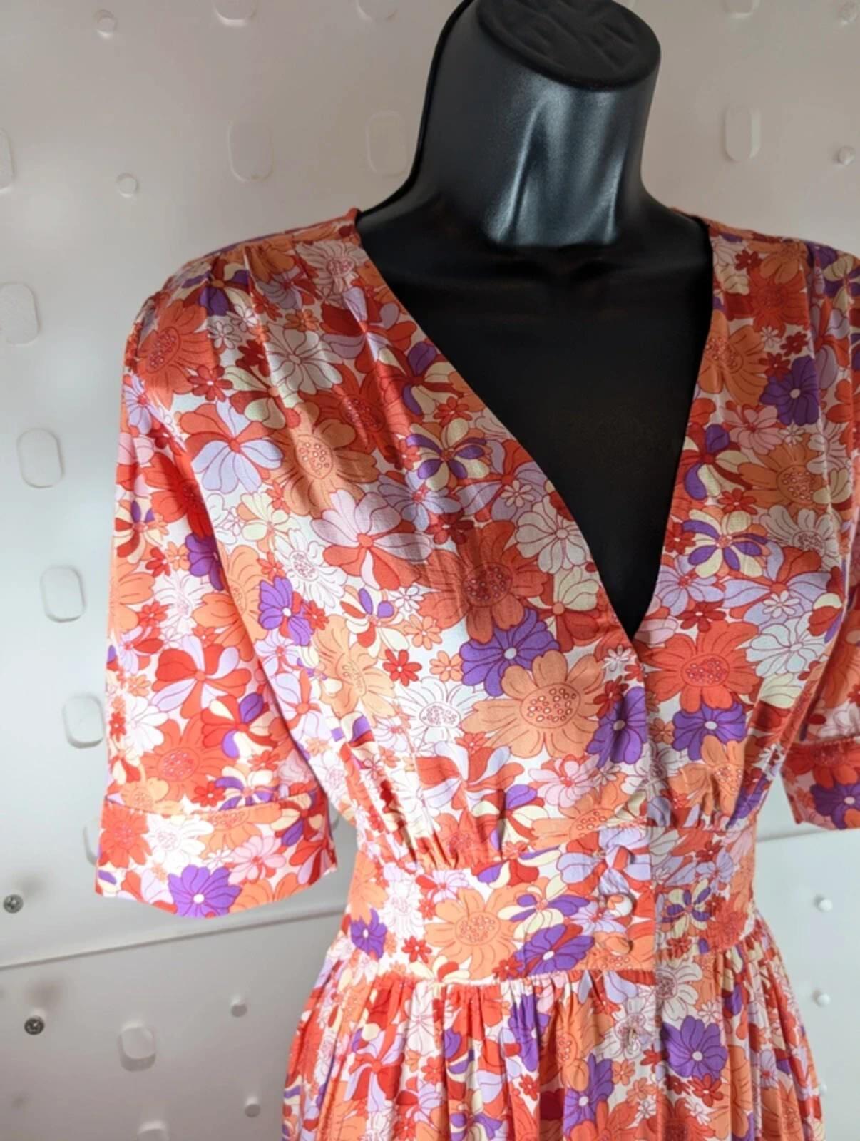 Suncoo Casey Pink Floral Viscose Midi Dress T3 Large NWT RRP £150