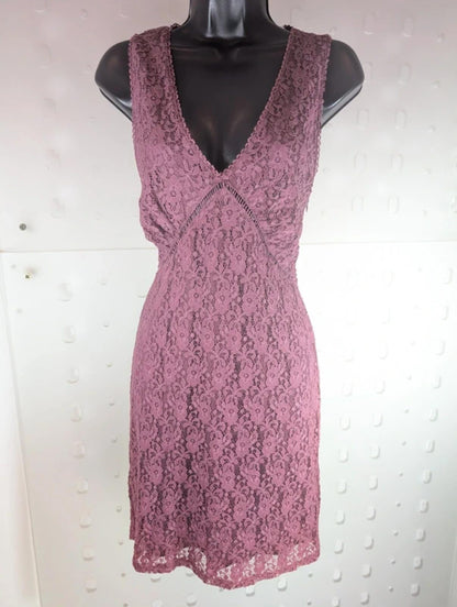 Topshop mauve lace up bodycon dress UK12