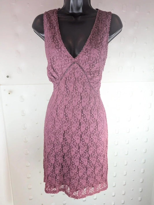 Topshop mauve lace up bodycon dress UK12