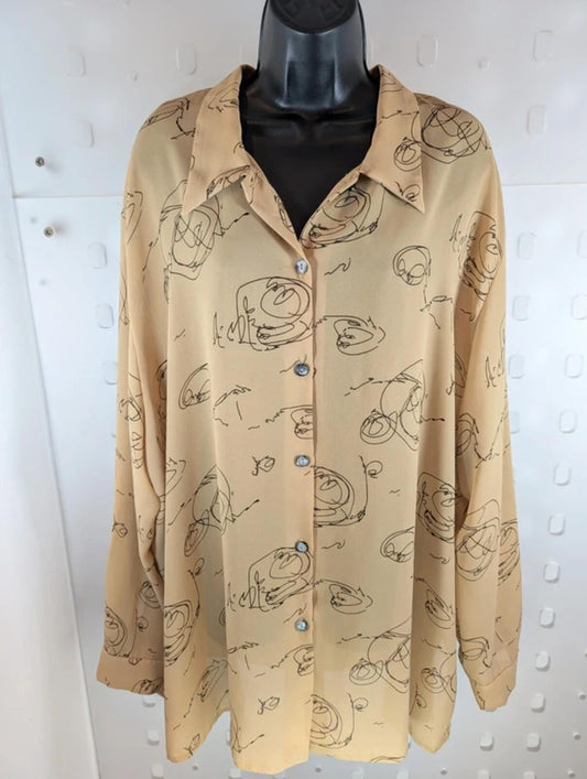 Vintage Anagram Signature Print Oversized Shirt UK Made Beige Black