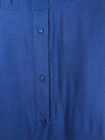 Vintage Maggie Lawrence Sport Blue Shirt Medium Rayon Button Through