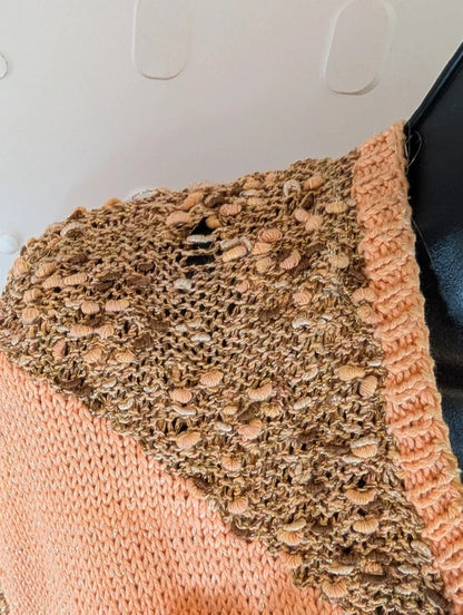 Vintage 1980s Handmade Peach Abstract Oversized Knit Vest