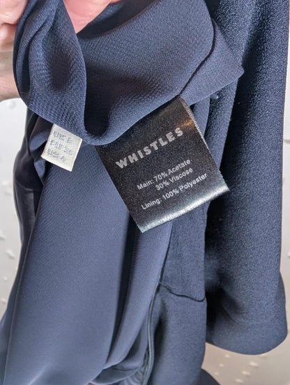Whistles Navy Pleated Dress UK 8 Tailored Work Occasion Midi