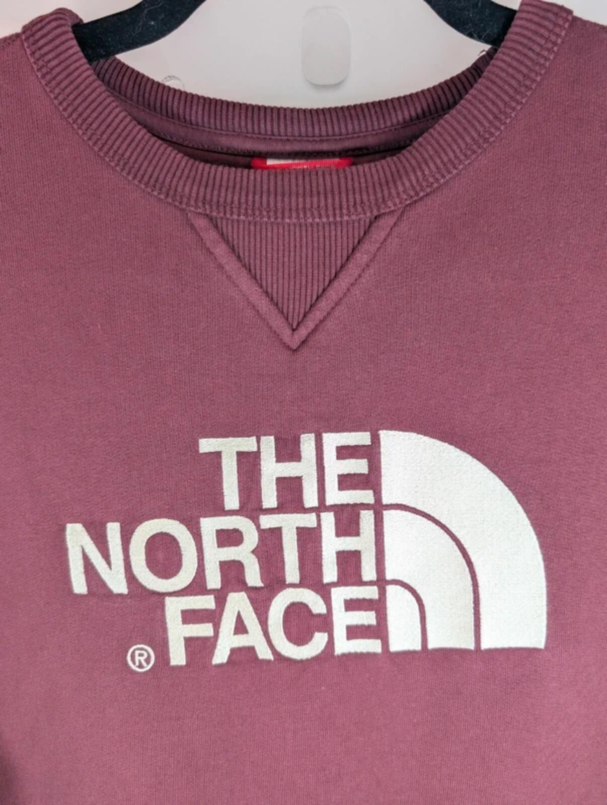 The North Face Burgundy Sweatshirt Mens M Crew Neck Logo Cotton
