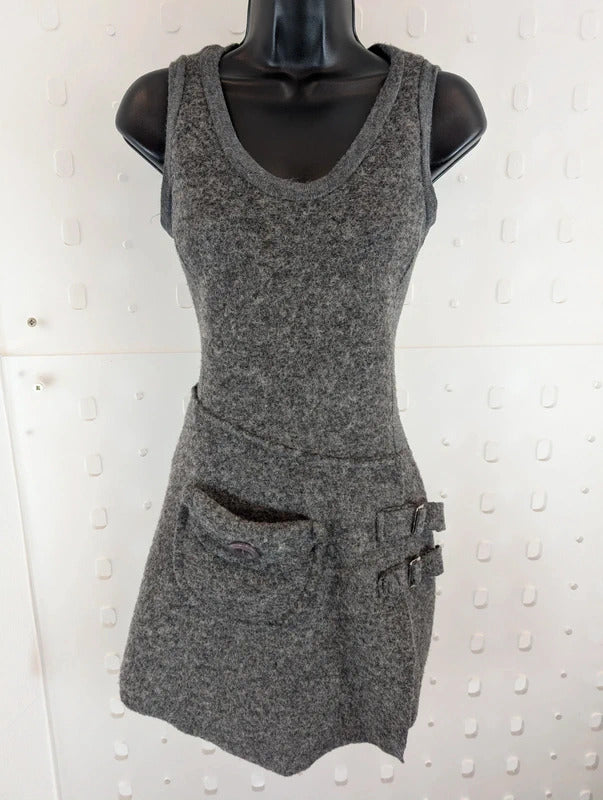 Joe Browns Grey Wool Blend Mini Pinafore Dress UK10 Made in Italy