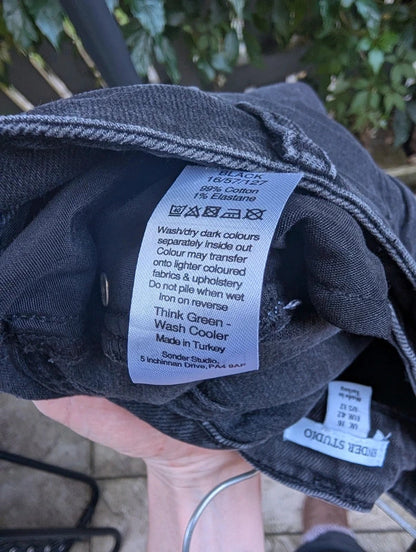 Sonder Studio Black Denim Mini Skirt UK16