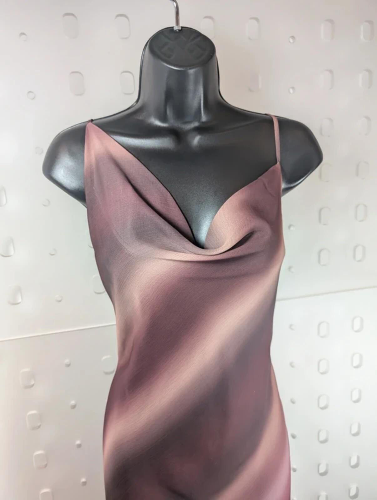 Pretty Lavish Ombre Maxi Slip Dress Burgundy UK12