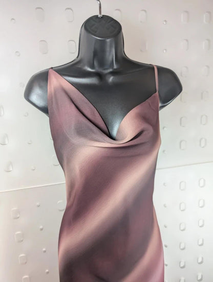 Pretty Lavish Ombre Maxi Slip Dress Burgundy UK12