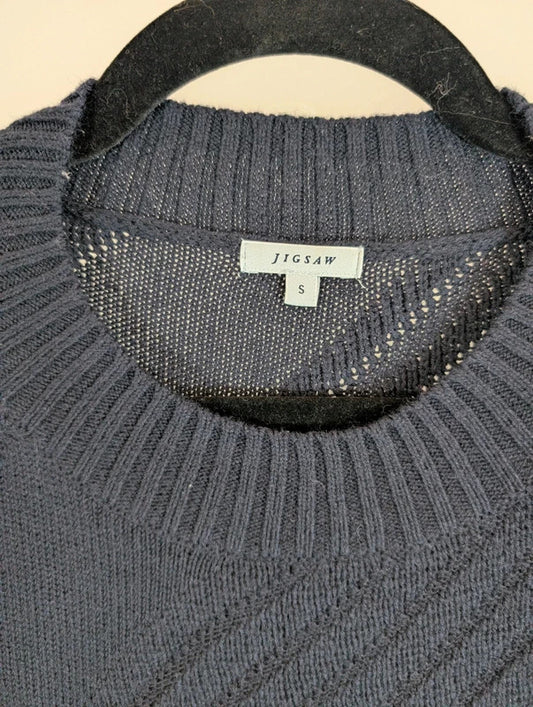 Jigsaw Navy Wool Cotton Oversized Jumper Small