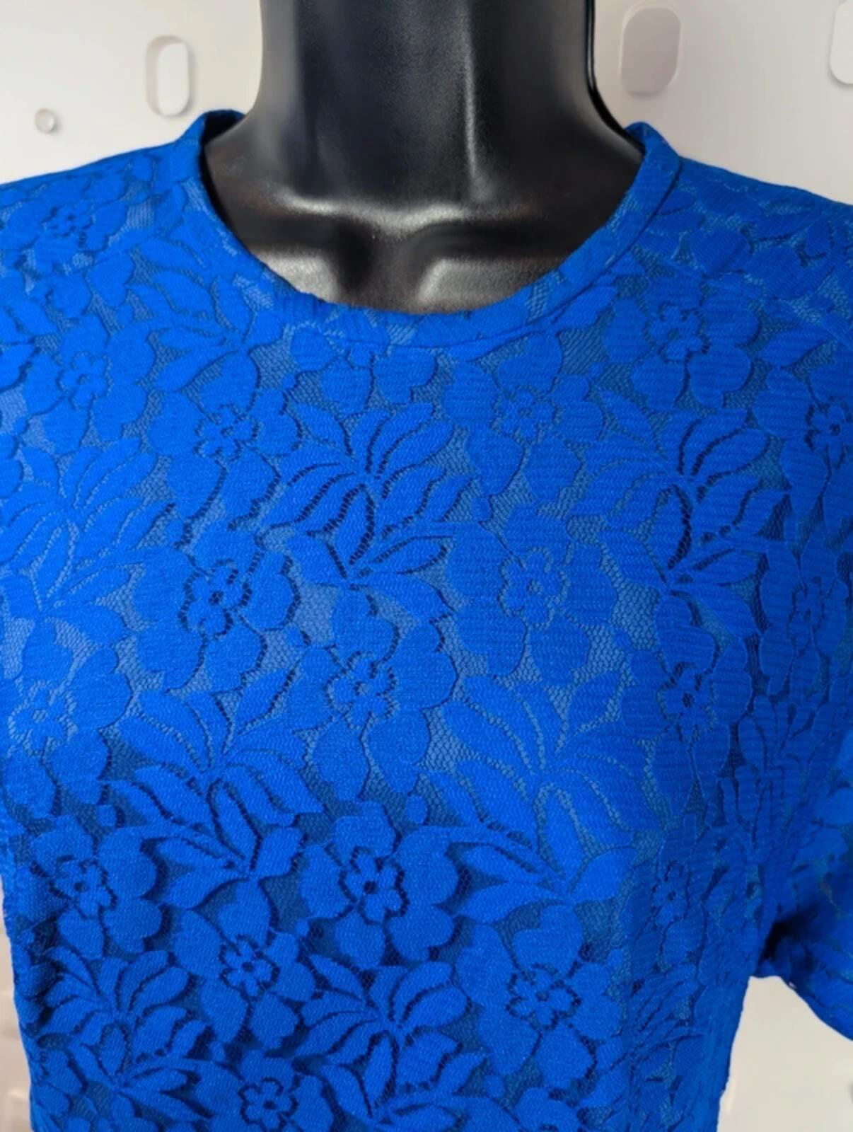 Vintage Blue Lace Maxi Dress Royal Blue UK14/16