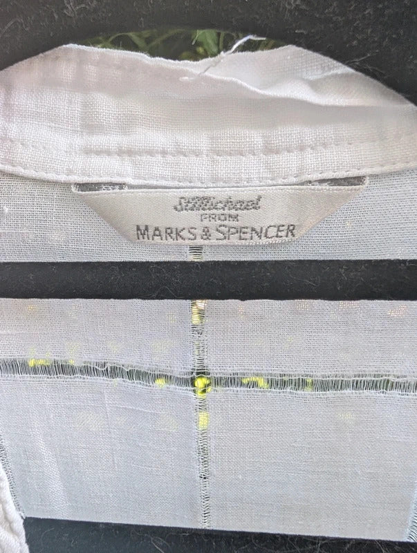 Vintage St Michael 100% Linen Longline Shirt UK8