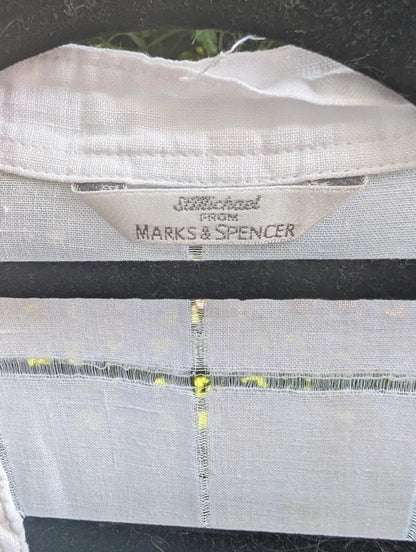 Vintage St Michael 100% Linen Longline Shirt UK8