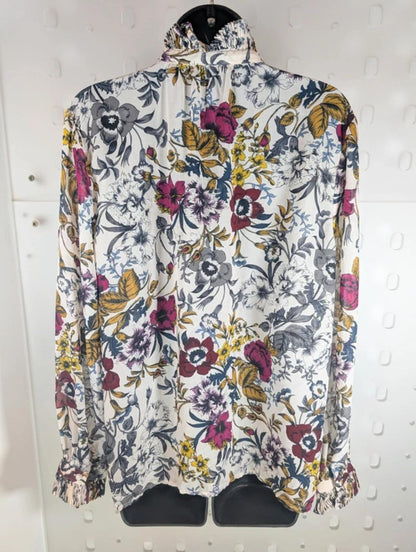 Per Una floral frill blouse UK18.