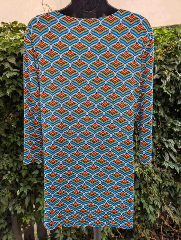 Onjenu 60s Print Stretch Micro Mini Dress Tunic UK10