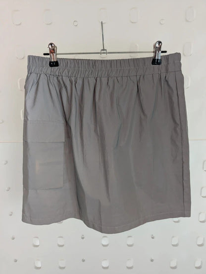 In Vogue Paris Reflective Silver Grey Utility Cargo Mini Skirt M