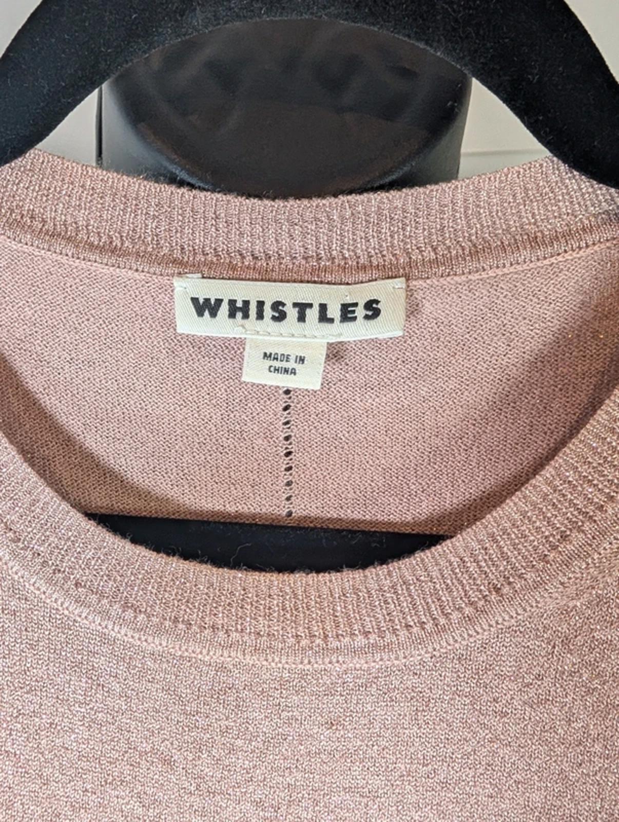 Whistles Pink Metallic Knit Jumper UK 12 Relaxed Fit Lightweight Sparkle