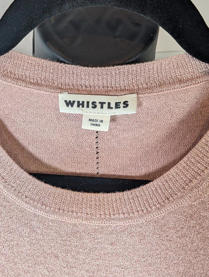 Whistles Pink Metallic Knit Jumper UK 12 Relaxed Fit Lightweight Sparkle