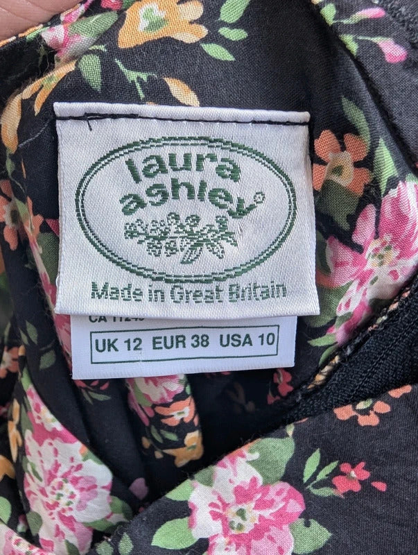 Vintage Laura Ashley Green Label Floral Cotton Dress UK12