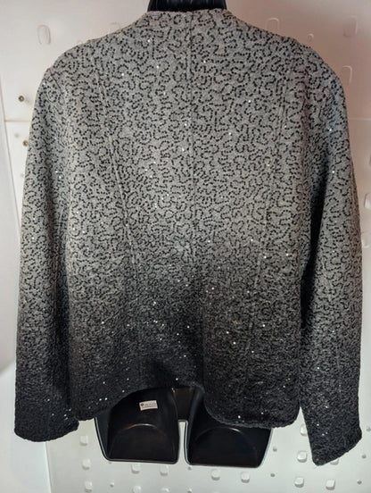 Clements Ribeiro Black – Sequin Wool Blend Jacket (XL / 16–42)