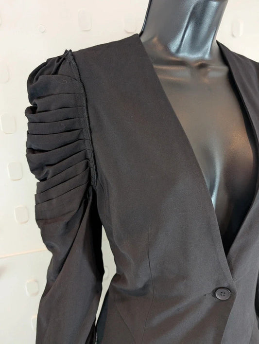 NU Denmark Julia Black Gothic Ruched Blazer Small NWT