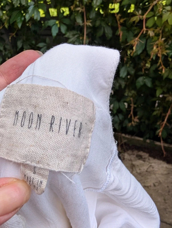 Moon River Linen Blend Embroidered Jumpsuit White Small