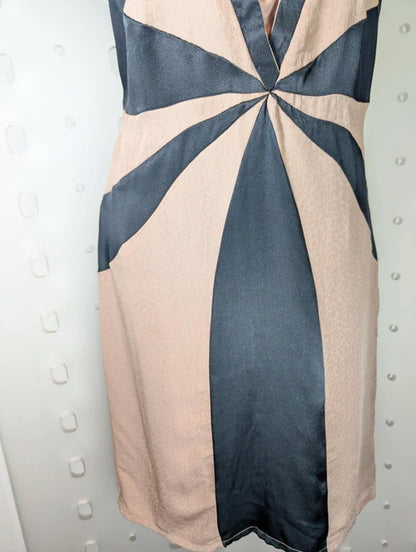 🖤 Rützou Silk 1920s-Style Contrast Panel Dress | UK 10