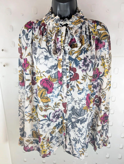 Per Una floral frill blouse UK18.