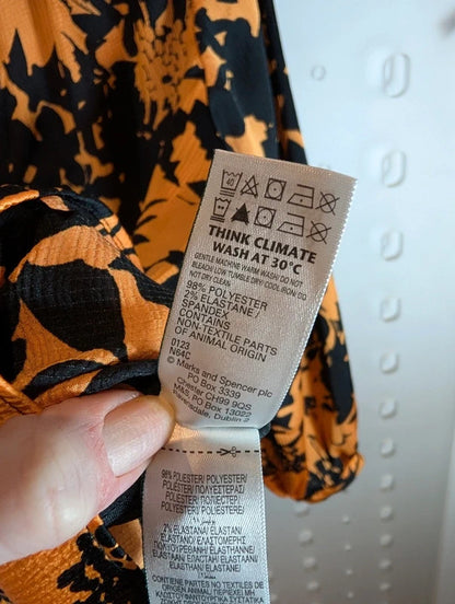 M&S Autograph Orange Botanical Print Blouse UK12