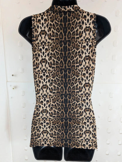 Sofie Schnoor Leopard Print Zip Sleeveless Top M