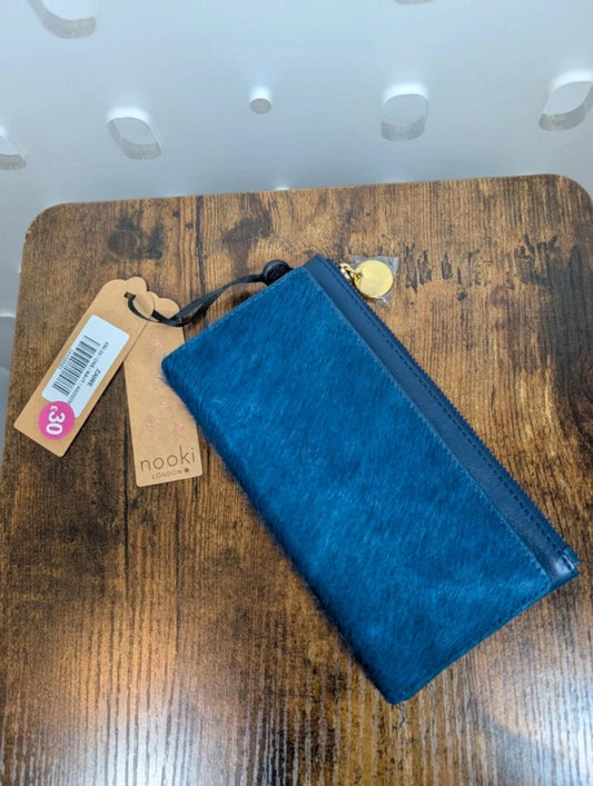 Nooki London Zaire Leather Wallet Purse Navy NWT