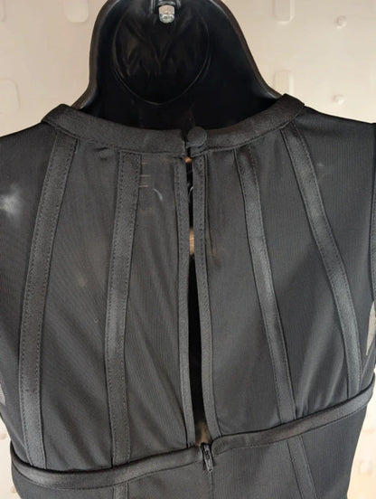 Coast Sheer Mesh Corset Style Crop Top – Black – UK 8