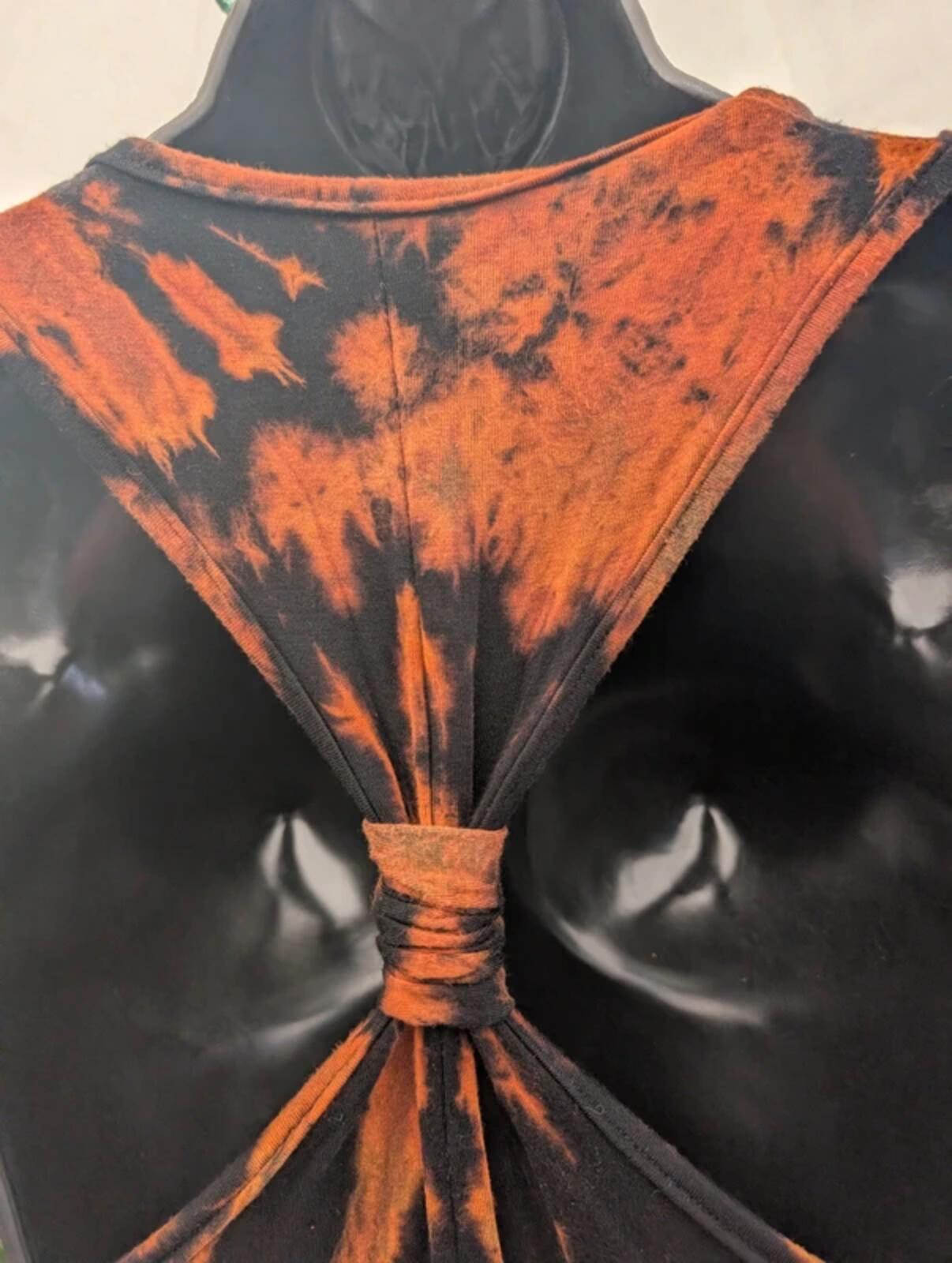 Vivo Tie Dye Longline Top Orange Black Medium