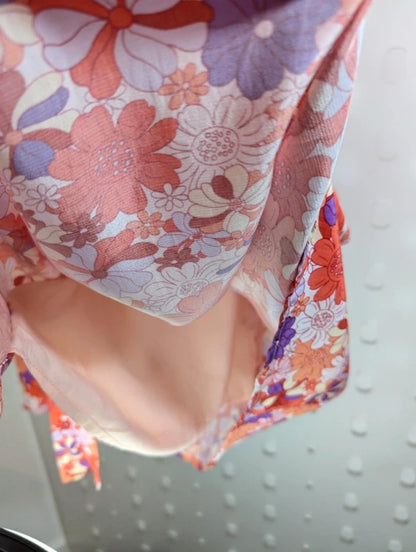 Suncoo Casey Pink Floral Viscose Midi Dress T3 Large NWT RRP £150