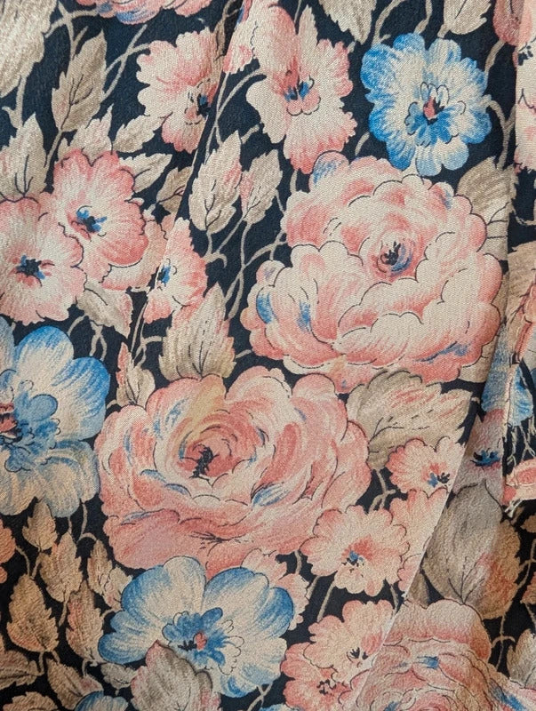 Vintage Roly Poly Floral Viscose Skirt Made in England
