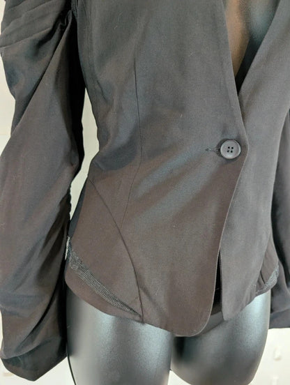 NU Denmark Julia Black Gothic Ruched Blazer Small NWT