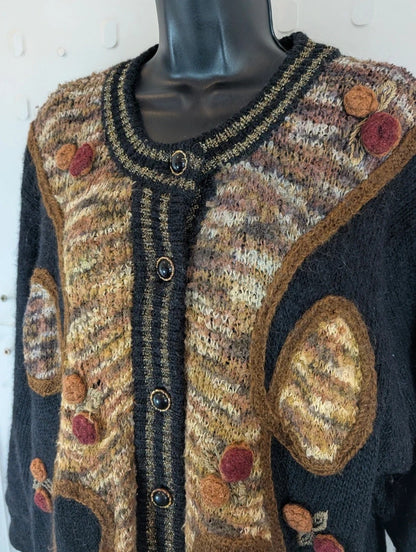 Vintage 1980s Basic One Collection Mohair Lurex Cardigan M/L