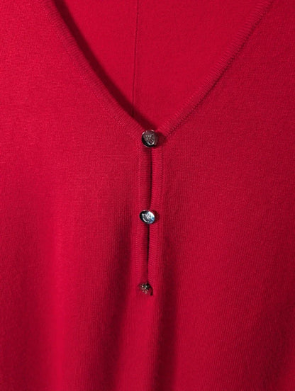 Marble Bright Red Batwing Knit Top XL V Neck