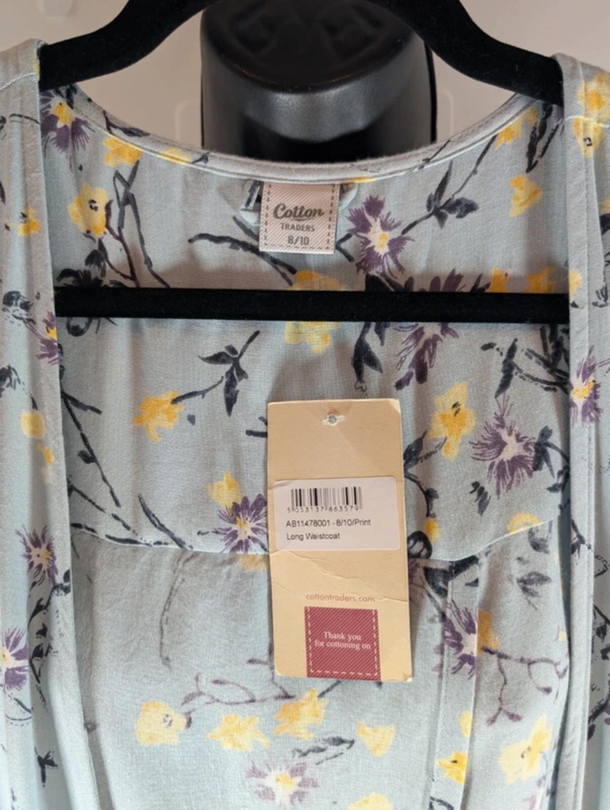 Cotton Traders Open Back Waistcoat Floral Viscose 8/10 NWT