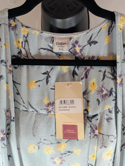 Cotton Traders Open Back Waistcoat Floral Viscose 8/10 NWT