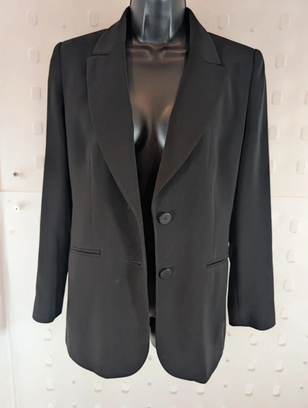 Vintage St Michael M&S Black Tailored Blazer UK8 Petite Made in UK