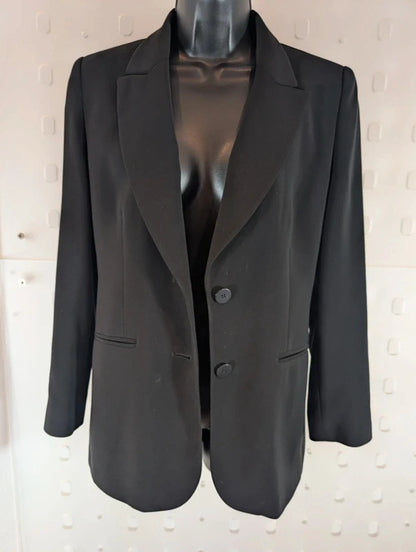 Vintage St Michael M&S Black Tailored Blazer UK8 Petite Made in UK