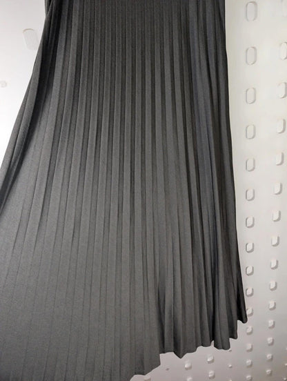 Massimo Dutti Charcoal Grey Pleated Midi Skirt XS 25” Waist Minimal Capsule